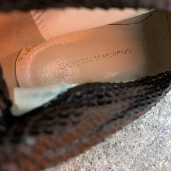 Sigerson Morrison black snake embossed leather stiletto booties 7.5 - Picture 9 of 11